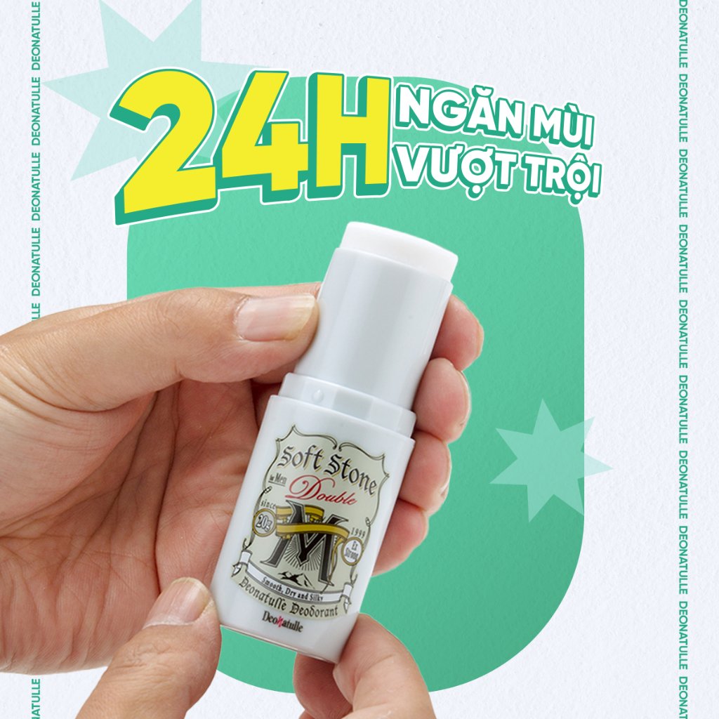 Ảnh Lăn khử mùi đá khoáng dạng sáp Deonatulle dành cho nam Soft Stone Double Non-menthol for Men 20G 2