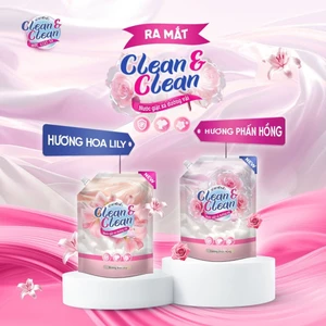 Nước Giặt Clean & Clean Dưỡng Vải Thế Hệ Mới - Túi 3.2L Hương hoa LiLy Và Hương Phấn Hồng