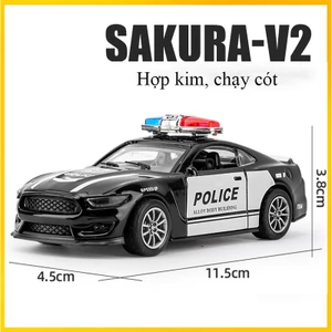 Đồ chơi xe cảnh sát SAKURA-V2 chất liệu hợp kim, chay cót, nhiều màu, tỷ lệ 1:55