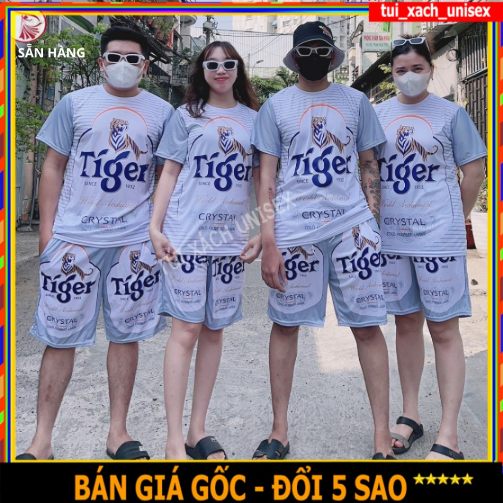 [Mã TUIXACH30 giảm 30K đơn 49K] Đồ Bộ Quần Áo Thể Thao Nam Nữ Họa Tiết Bia TIGER BẠC Mùa Hè Chất Thun Lạnh Co Giãn 4 Kl1