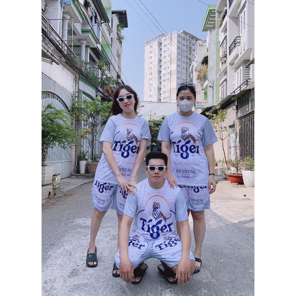 [Mã TUIXACH30 giảm 30K đơn 49K] Đồ Bộ Quần Áo Thể Thao Nam Nữ Họa Tiết Bia TIGER BẠC Mùa Hè Chất Thun Lạnh Co Giãn 4 Kl1