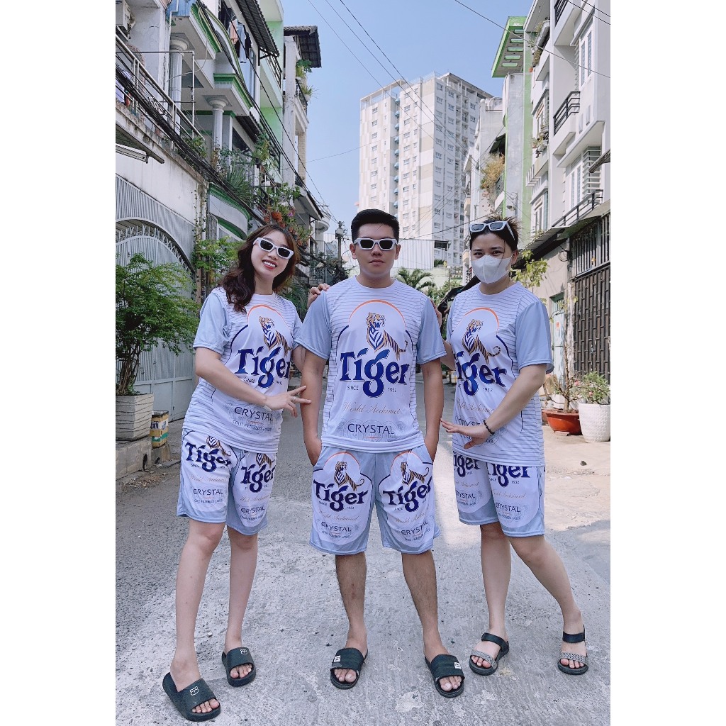 [Mã TUIXACH30 giảm 30K đơn 49K] Đồ Bộ Quần Áo Thể Thao Nam Nữ Họa Tiết Bia TIGER BẠC Mùa Hè Chất Thun Lạnh Co Giãn 4 Kl1