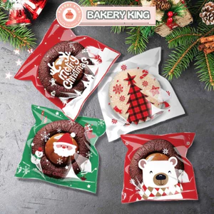 Bao bì hoạ tiết, túi đựng bánh dán miệng 10x10+3, chủ đề Noel Giáng Sinh - BAKERY KING