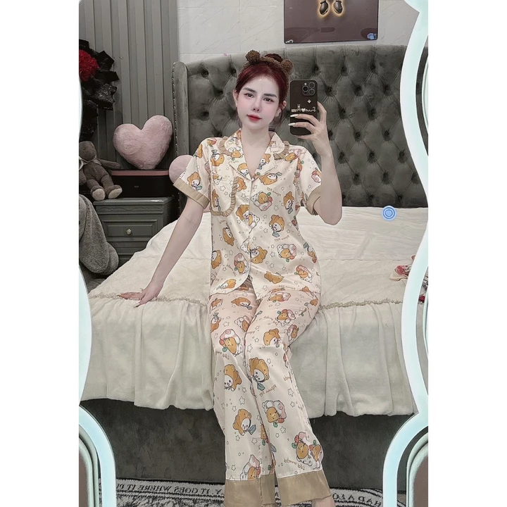 ẢNH THẬT đồ bộ tay ngắn thiết kế mới cao cấp , đồ bộ nữ hot trend, pijama nữ giá rẻ , đồ bộ lụa mềm mịn , pizama nữ xinh