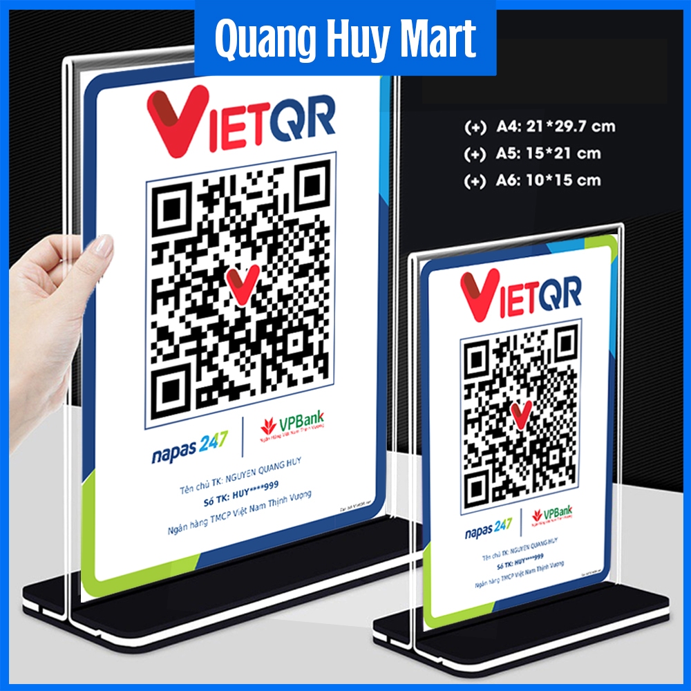 [QR Code] Mã QR chất liệu Mica để bàn, hỗ trợ thanh toán cho các Shop ...