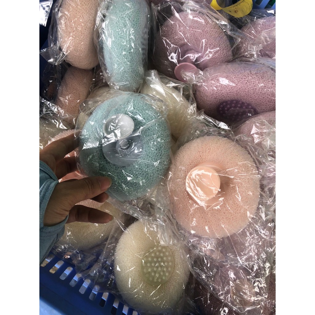 Bông Tắm Tẩy Tế Bào Chết-Tròn Cao Cấp 2 Màu Bông Tắm Tạo Bọt Siêu Mềm Kì Cọ Gét Tẩy Da Chết
