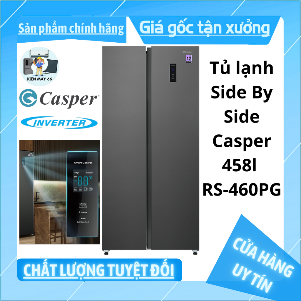 Tủ lạnh Casper Inverter 458 lít Side By Side RS-460PG | Shopee Việt Nam