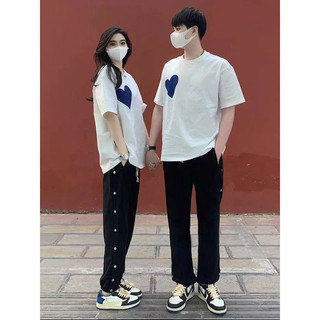 Áo cặp nam nữ, áo đôi in hình trái tim xanh mặc cặp với người yêu (GIÁ 1 ÁO) chất cotton thoáng mát