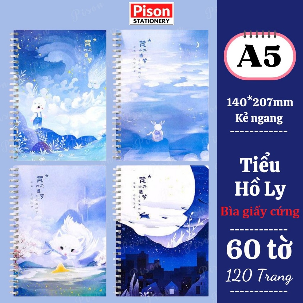 Sổ lò xo basic A6 A5 B5 A4 160 trang kẻ caro kẻ ngang vở tập bullet ...