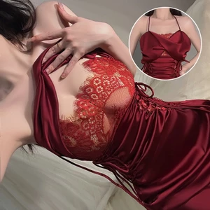 Đầm ngủ lụa viền ren phối voan cao cấp gợi cảm nữ