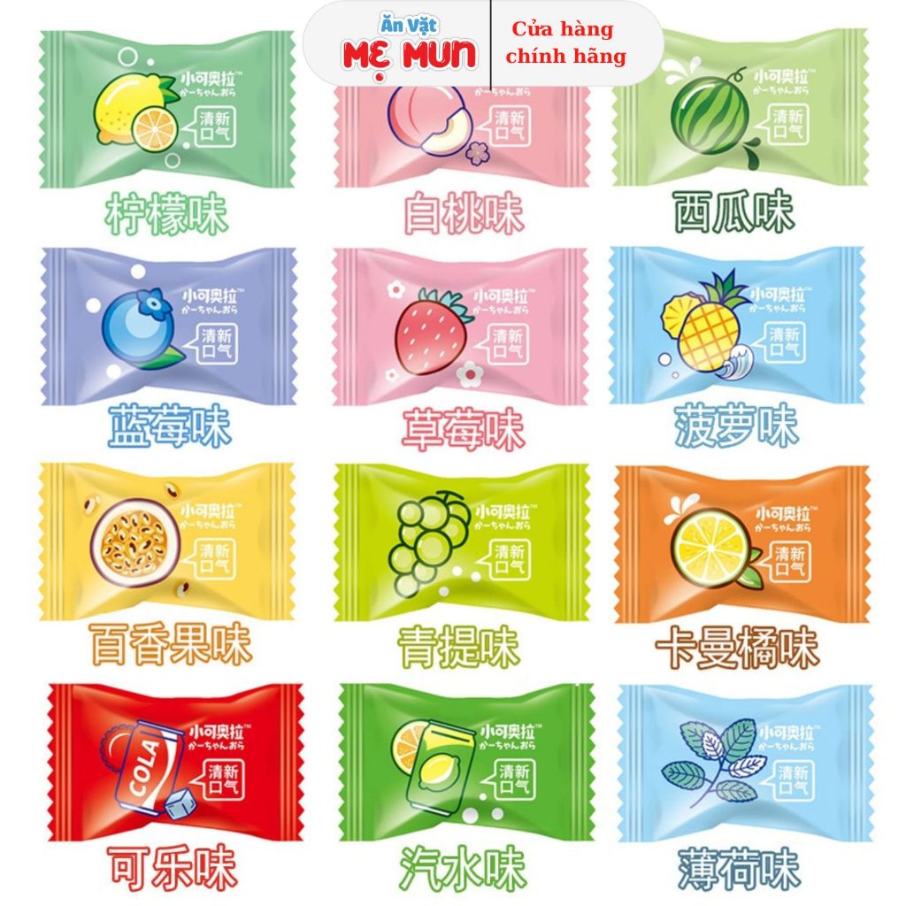 100G Kẹo Ngậm Trái Cây Không Đường Vitamin C Thơm Miệng, Kẹo Ngậm Mix Vị 12 Vị - Tiệm Ăn Vặt Mẹ Mun