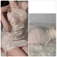 Váy Ngủ Lụa Phối Voan Sexy Xuyên Thấu Dây Rút Sườn Viền Nhún Gợi Cảm Quyến Rũ