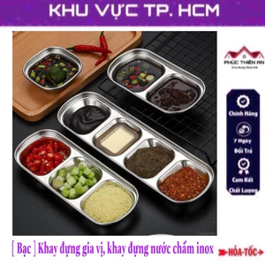 Khay đựng gia vị, khay đựng nước chấm màu bạc, chất liệu inox 304 cao cấp - đa năng, siêu bền