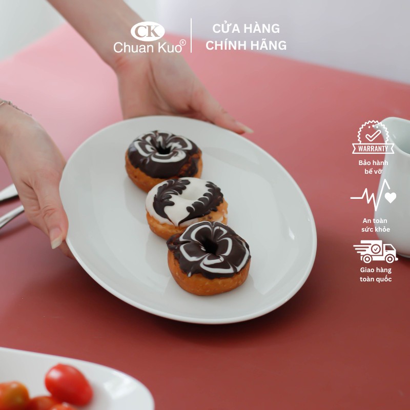 Đĩa sứ trắng thương hiệu CK hình bầu dục TAB103 - Dĩa xoài sâu lòng sứ cao cấp chịu nhiệt tốt - Vỡ 1 đổi 1 - TAB103
