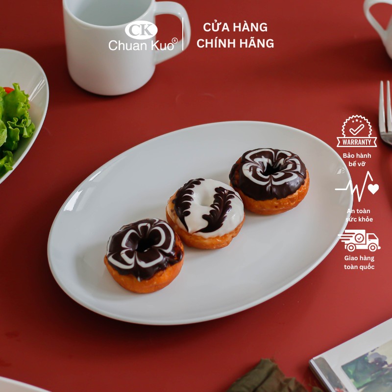 Đĩa sứ trắng thương hiệu CK hình bầu dục TAB103 - Dĩa xoài sâu lòng sứ cao cấp chịu nhiệt tốt - Vỡ 1 đổi 1 - TAB103