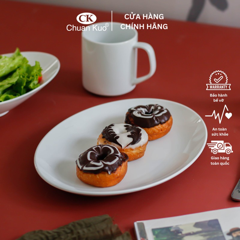 Đĩa sứ trắng thương hiệu CK hình bầu dục TAB103 - Dĩa xoài sâu lòng sứ cao cấp chịu nhiệt tốt - Vỡ 1 đổi 1 - TAB103