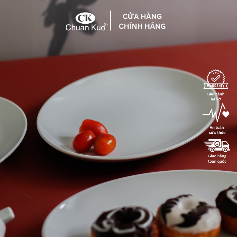Đĩa sứ trắng thương hiệu CK hình bầu dục TAB103 - Dĩa xoài sâu lòng sứ cao cấp chịu nhiệt tốt - Vỡ 1 đổi 1 - TAB103
