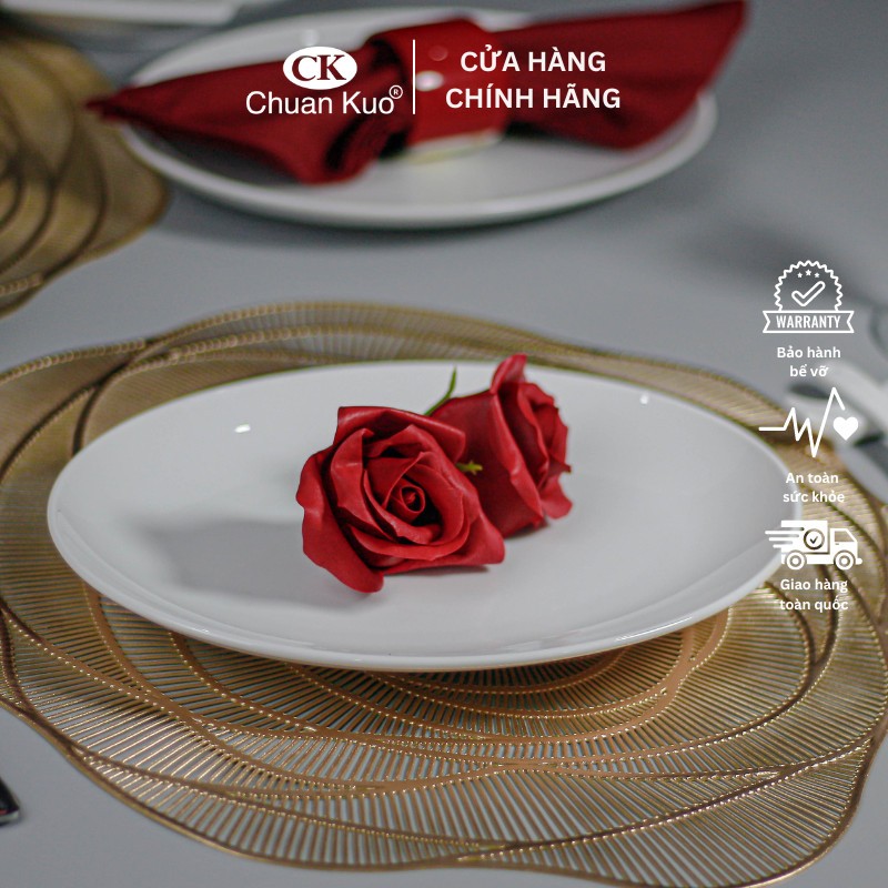 Đĩa sứ trắng thương hiệu CK hình bầu dục TAB103 - Dĩa xoài sâu lòng sứ cao cấp chịu nhiệt tốt - Vỡ 1 đổi 1 - TAB103