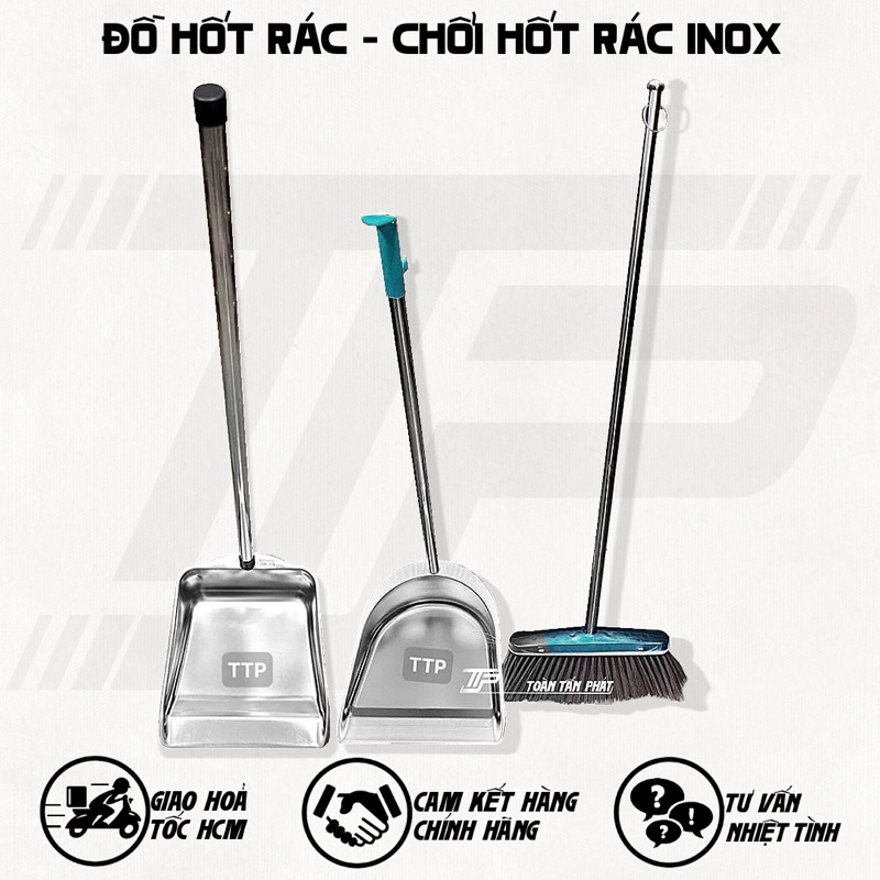 Đồ Hốt Rác Inox - Cây Hốt Rác Inox Kèm Chổi Quét Inox - Ky Rác Inox ...