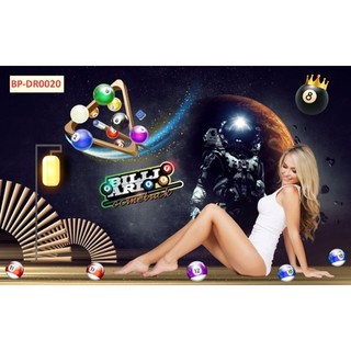 Tranh trang trí quán bi-a, quán billiards, club bida tranh 3D dán tường in trên chất liệu vải lụa(shop tặng kèm keo dán)