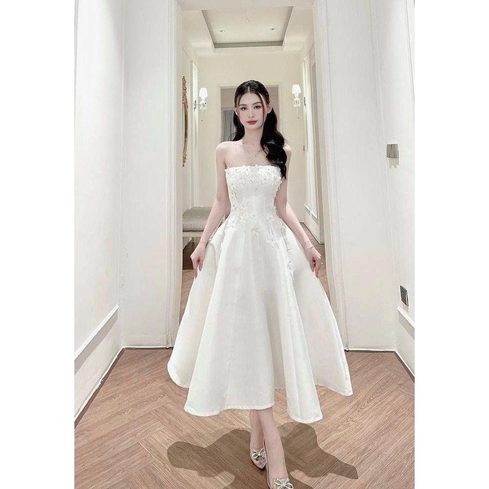 Đầm nữ thiết kế cúp xòe đính hoa đầm dự tiệc thanh lịch Pin Dress