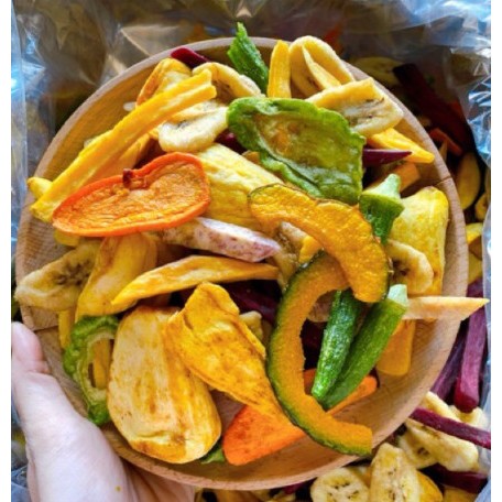 500G Trái Cây Sấy Thập Cẩm Đủ Vị Hàng Nguyên Miếng Cao Cấp Giòn Thơm Ngon - Tiệm Ăn Vặt Mẹ Mun