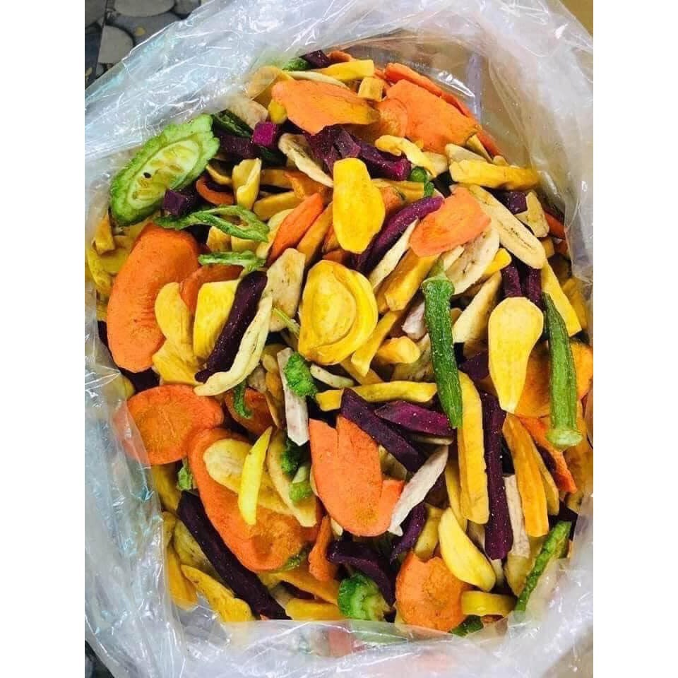 500G Trái Cây Sấy Thập Cẩm Đủ Vị Hàng Nguyên Miếng Cao Cấp Giòn Thơm Ngon - Tiệm Ăn Vặt Mẹ Mun