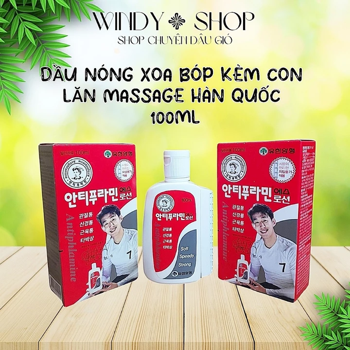 DẦU GIÓ {1 CHAI} DẦU NÓNG XOA BÓP MASSAGE GIẢM ĐAU GÂN CỐT HÀN QUỐC KÈM CON LĂN CHAI 100ml/10ML