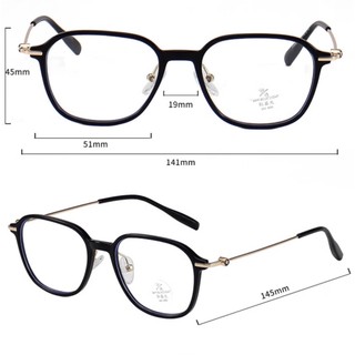 Gọng Kính Cận - Kính Mắt Vuông Gọng Kim Loại Kết Hợp Nhựa Unisex Chống Ánh Sáng Xanh Phong Cách Hàn Quốc 83099