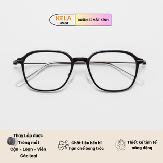 Gọng Kính Cận - Kính Mắt Vuông Gọng Kim Loại Kết Hợp Nhựa Unisex Chống Ánh Sáng Xanh Phong Cách Hàn Quốc 83099