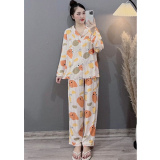 Bộ Bầu Bộ Sau Sinh - BỘ DÀI LANH CỔ PIZAMA - 7 MÀU , Mềm Mịn Mát ,7 Màu { Freeship }