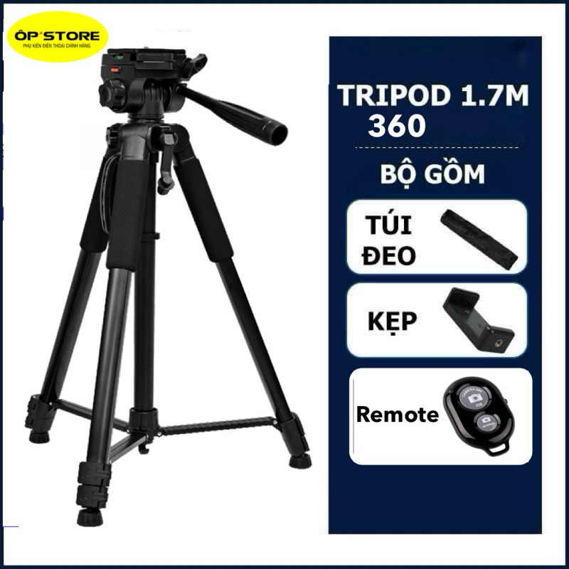 Tripod 360 Cao 1m8/1m7/1m4, Điện Thoại Kiêm Chân Máy Ảnh 360 Độ 3 Chân Đa Năng, Điều Chỉnh Cao Thấp, Thiết Kế Chắc Chắn