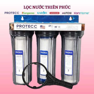 BỘ LỌC THÔ SINH HOẠT 3 CẤP LỌC TRONG 10 INCH PT109 PROTECC - LỌC GẦM BẾP, NẤU ĂN, NẤU UỐNG