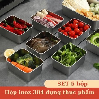5 Hộp nhựa thực phẩm , Set 5 hộp  đựng thức ăn bảo quản  tủ lạnh