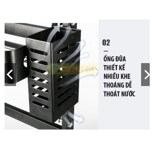 Kệ Gia Vị Cho Nhà Bếp Thép carbon 2, 3 tầng phun sơn tĩnh điện, Kệ gia vị cao cấp có giá để thớt và ống đũa