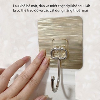 Móc dán tường inox siêu dính chịu lực cao,móc dính treo tường ko cần khoan đục đa năng tiện ích { H }