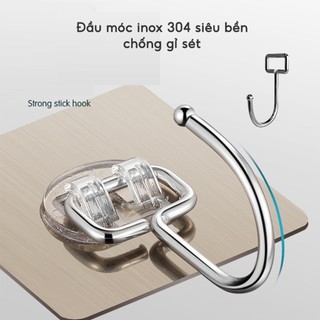 Móc dán tường inox siêu dính chịu lực cao,móc dính treo tường ko cần khoan đục đa năng tiện ích { H }