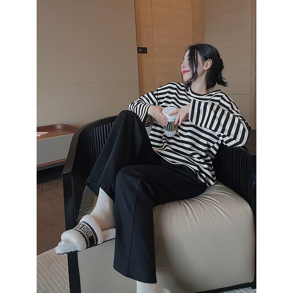 Áo thun Nữ dài tay kẻ sọc JULY fashion2023, Áo phông nữ kẻ sọc chất xược, dáng rộng