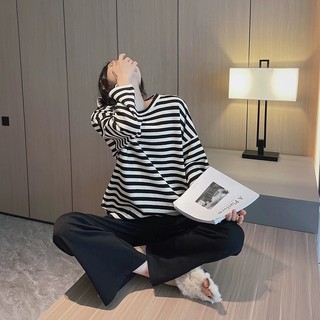 Áo thun Nữ dài tay kẻ sọc, Áo phông nữ kẻ sọc chất xược, dáng rộng