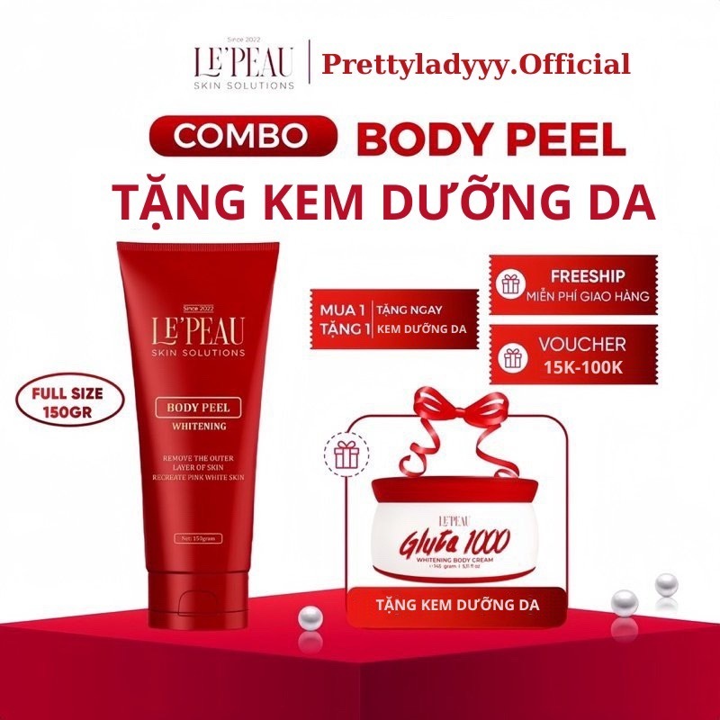 Ảnh Peel Body Retinol LE'PEAU trắng da mờ thâm sau 7 ngày, loại bỏ tế bào chết cơ thể 150ml mua 1 tặng 1 quà 1
