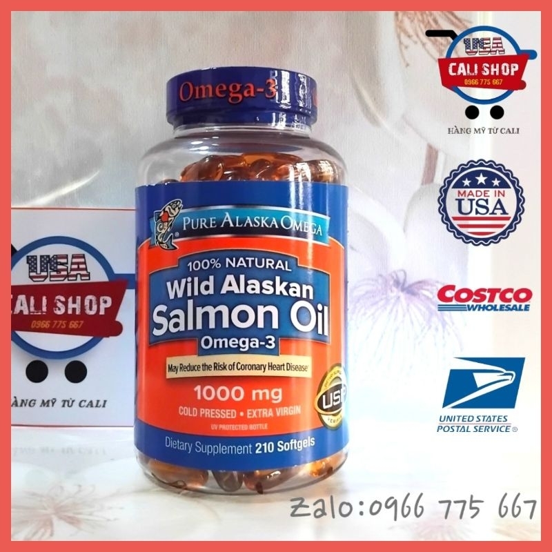Viên dầu cá hồi Pure Alaska Omega3 Wild Salmon Oil 1000mg của Mỹ