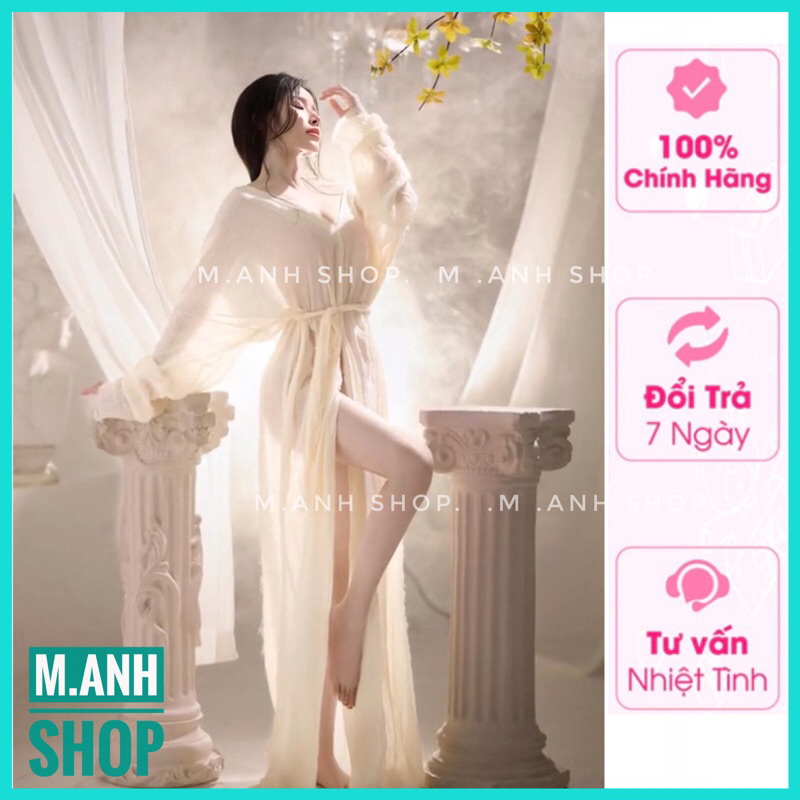 Sét Áo Choàng Đũi Mầu Kem Chụp Ảnh Nghệ Thuật Sang Chảng Sexy Cao Cấp