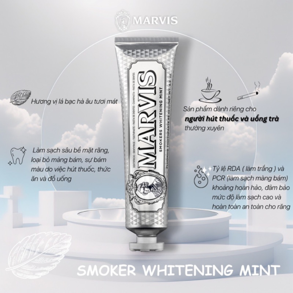 Ảnh Kem Đánh Răng Ý Marvis Smoker Giúp Hỗ Trợ Trắng Răng, Loại Bỏ Mảng Bám,Sach Răng Thơm Miệng 85ml 2