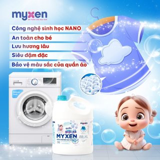 Nước Giặt Xả Có 2 Màu Tím & Xanh Cho Mẹ & Bé MYXEN - Can 3kg