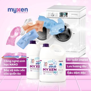 Nước Giặt Xả Có 2 Màu Tím & Xanh Cho Mẹ & Bé MYXEN - Can 3kg