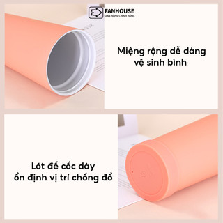 Ly giữ nhiệt Pastel V2 inox 316 tráng sứ ống hút trân châu, bình giữ nhiệt trà sữa 830ml Fan House