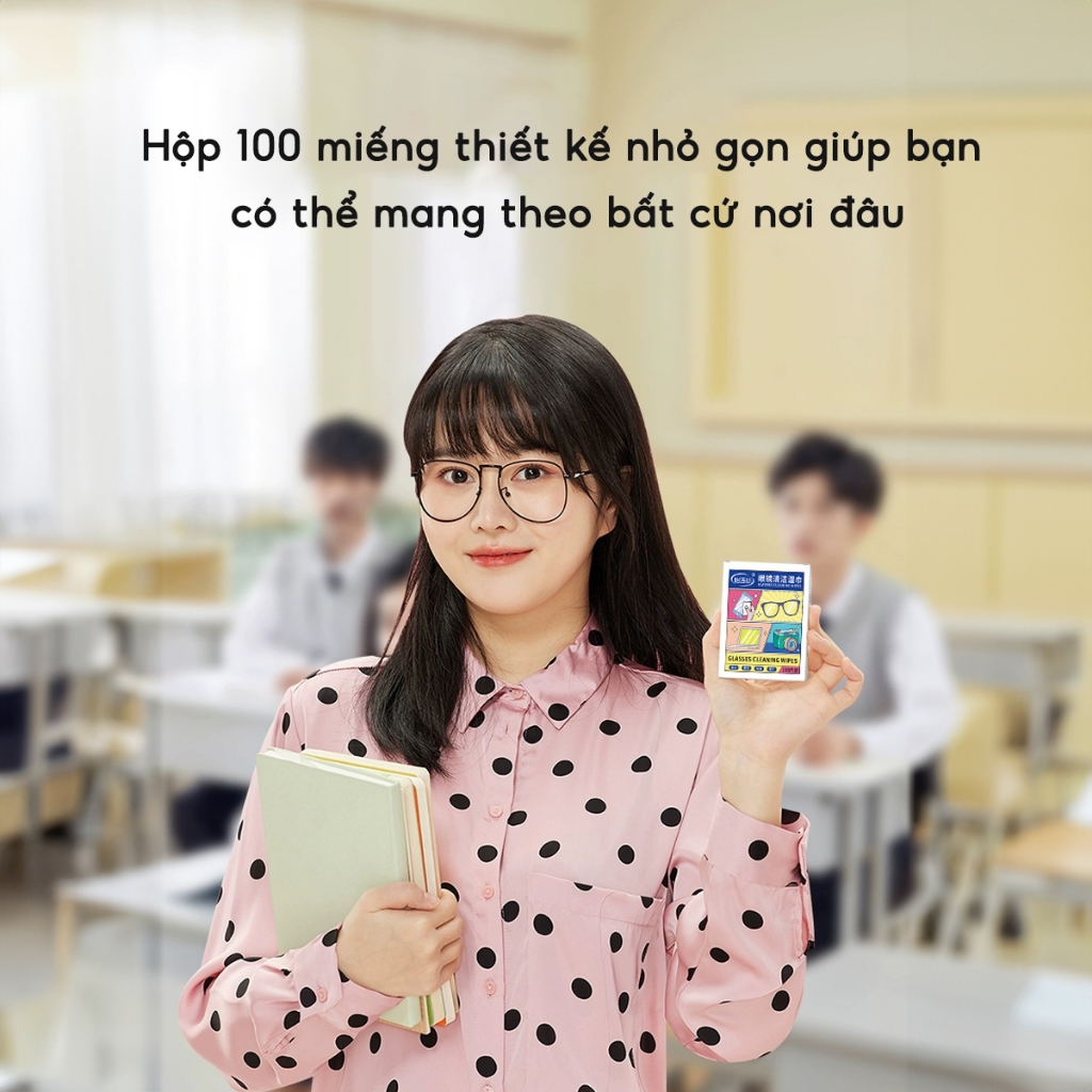 Hộp 100 Khăn lau kính mắt kính cận, Giấy lau kính nano chống sương mờ vân tay, bụi bẩn tiện lợi