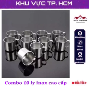 Combo 10 ca, cốc uống nước có quai, chất liệu inox, đường kính 7cm - tiện dụng, siêu bền