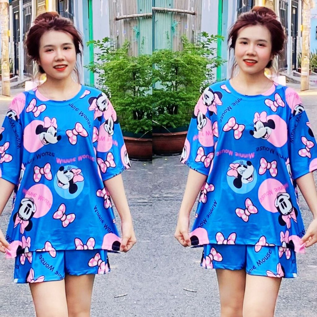 Đồ Bộ Nữ Quần Đùi Bigsize ESHOP Đồ Mặc Nhà Nữ Set Bộ Đùi Dễ Thương Thun Tăm Lạnh Mát Dễ Thương BD669