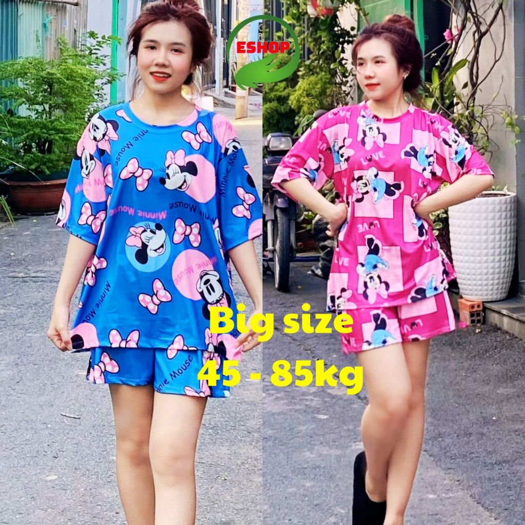 Đồ Bộ Nữ Quần Đùi Bigsize ESHOP Đồ Mặc Nhà Nữ Set Bộ Đùi Dễ Thương Thun Tăm Lạnh Mát Dễ Thương BD669